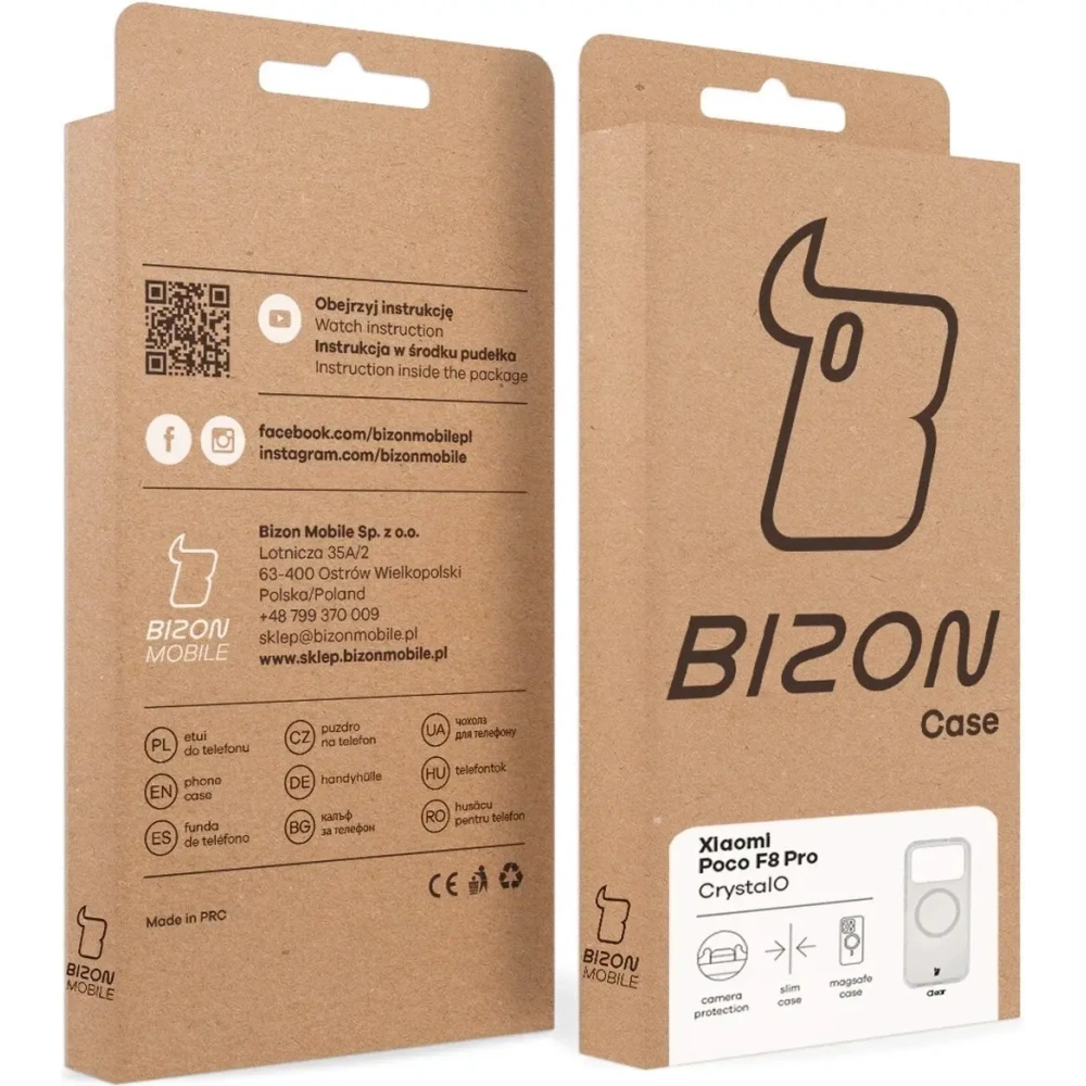 Etui z pierścieniem magnetycznym Bizon Case CrystalO do Xiaomi POCO F8 Pro przezroczyste